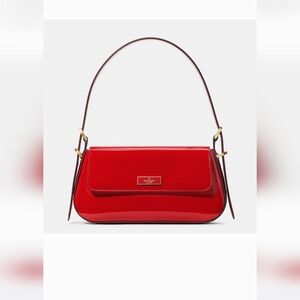 KATE SPADE BUNDLE Patent Red Shoulder Handbag/Purse AND Matching Wallet
